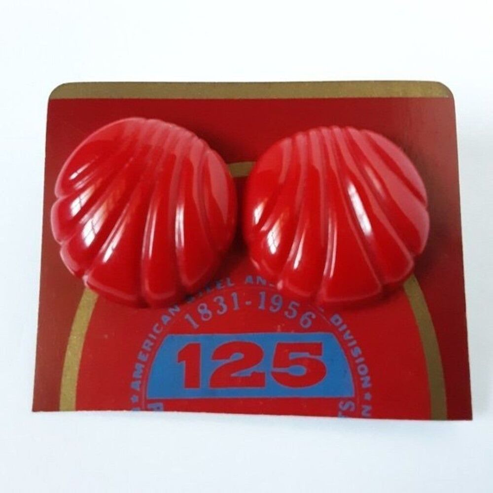 Vintage Large Plastic Red Earrings